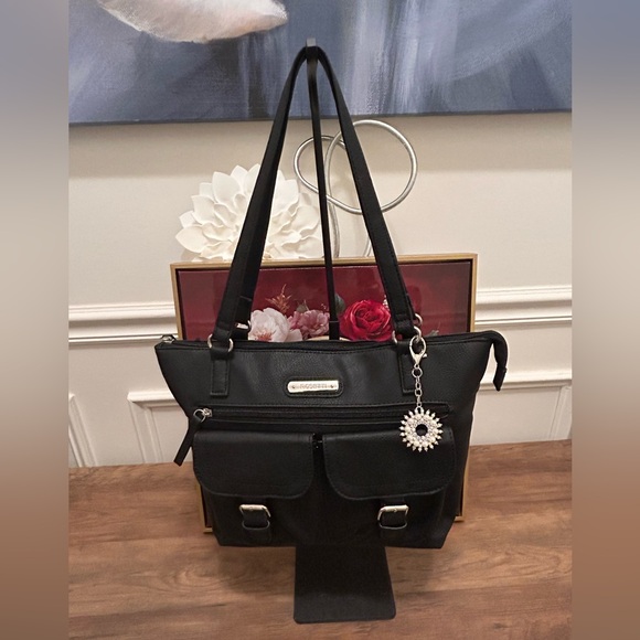 Rosetti Handbags - Rosetti Black Shoulder Bag with Silver Charm